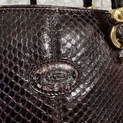 TOD'S Hand Bag Tote Purse Leather Brown Authentic