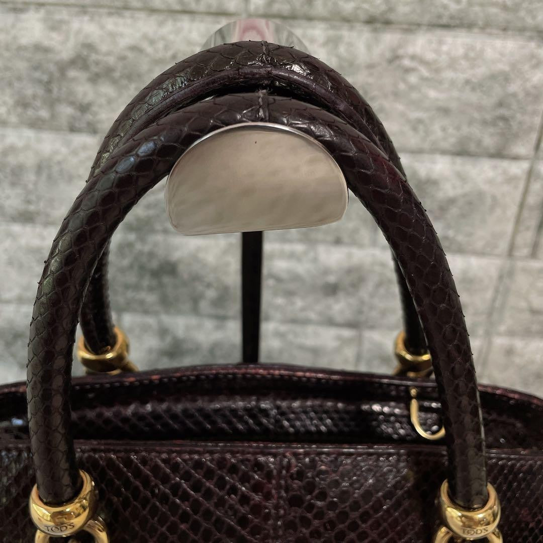 TOD'S Hand Bag Tote Purse Leather Brown Authentic