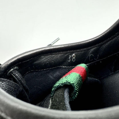GUCCI Sneakers Shoes Low-Cut Sherry Line EU 38 US 8 Leather Suede Black Auth