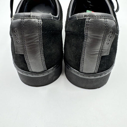 GUCCI Sneakers Shoes Low-Cut Sherry Line EU 38 US 8 Leather Suede Black Auth