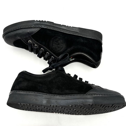 GUCCI Sneakers Shoes Low-Cut Sherry Line EU 38 US 8 Leather Suede Black Auth