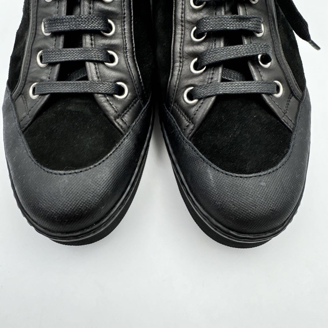 GUCCI Sneakers Shoes Low-Cut Sherry Line EU 38 US 8 Leather Suede Black Auth