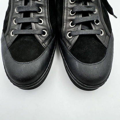 GUCCI Sneakers Shoes Low-Cut Sherry Line EU 38 US 8 Leather Suede Black Auth