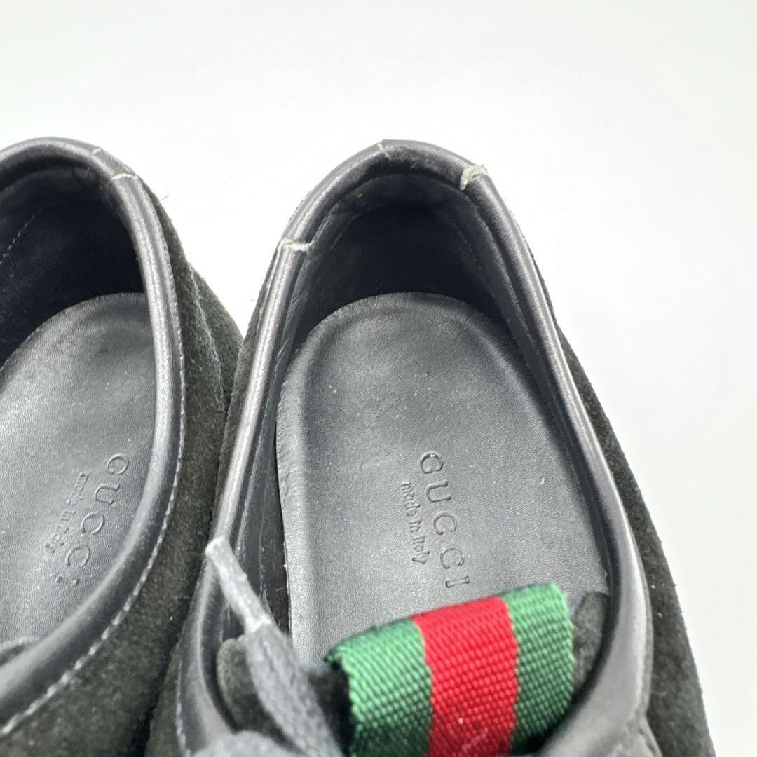 GUCCI Sneakers Shoes Low-Cut Sherry Line EU 38 US 8 Leather Suede Black Auth