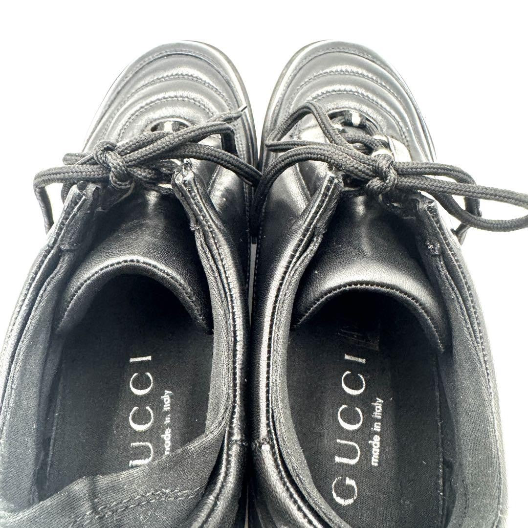 GUCCI Sneakers Shoes Low-Cut EU 37.5 US 7.5 Leather Black Authentic