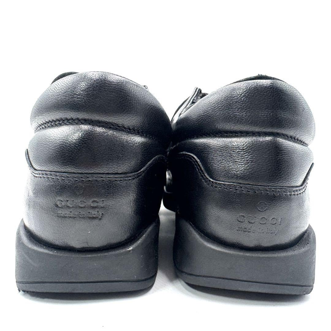 GUCCI Sneakers Shoes Low-Cut EU 37.5 US 7.5 Leather Black Authentic