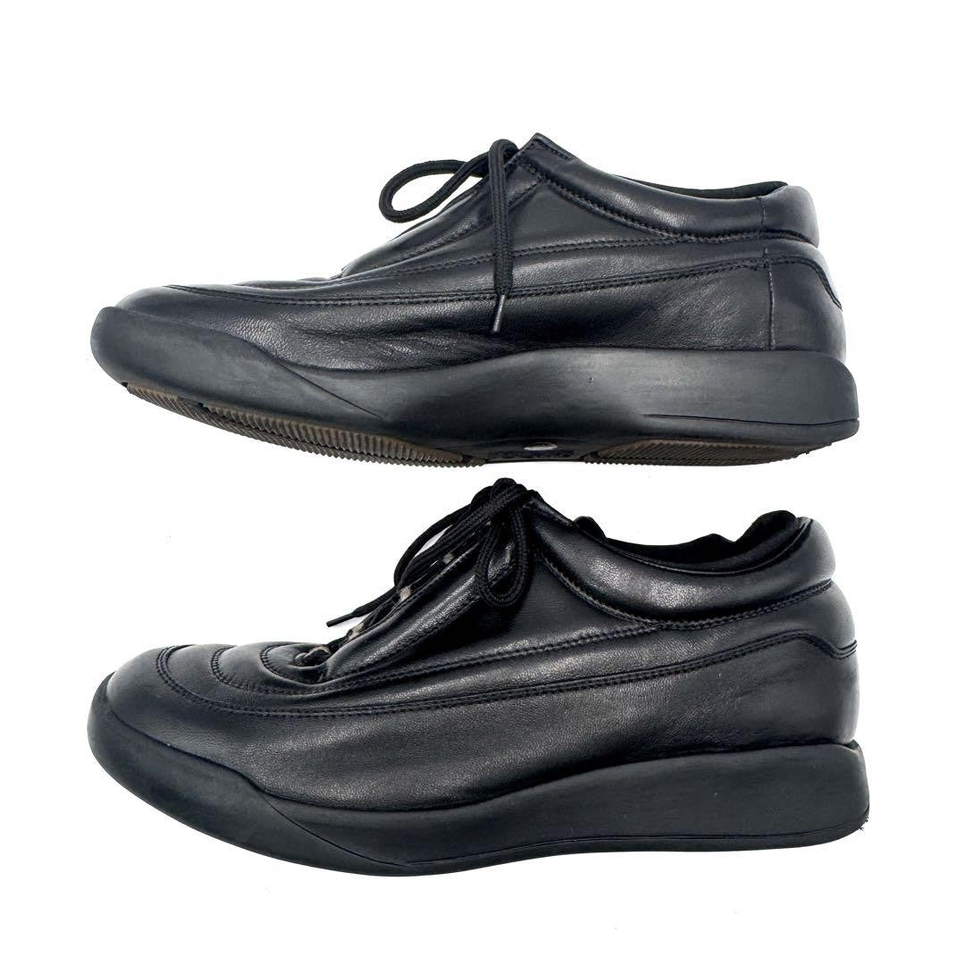 GUCCI Sneakers Shoes Low-Cut EU 37.5 US 7.5 Leather Black Authentic