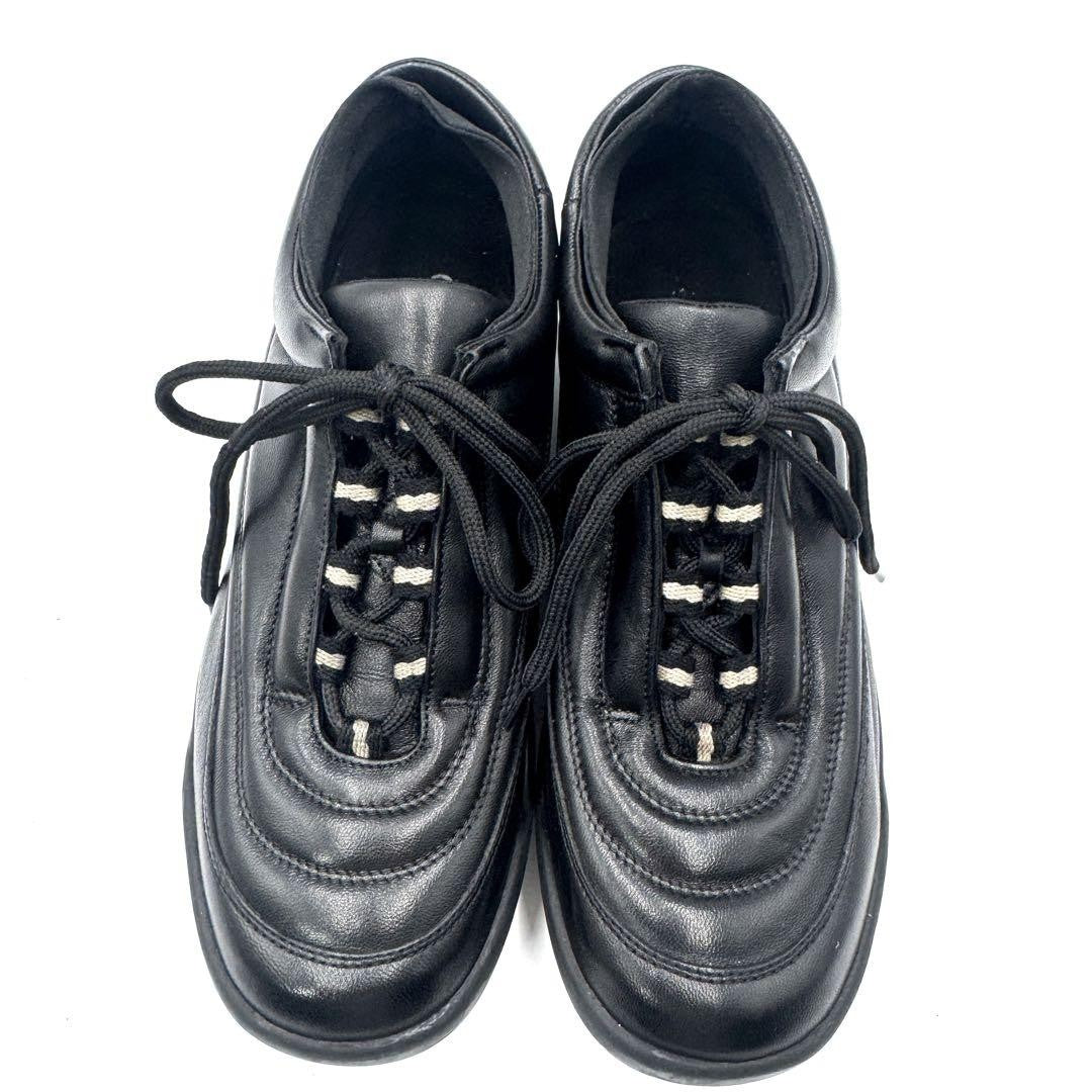 GUCCI Sneakers Shoes Low-Cut EU 37.5 US 7.5 Leather Black Authentic