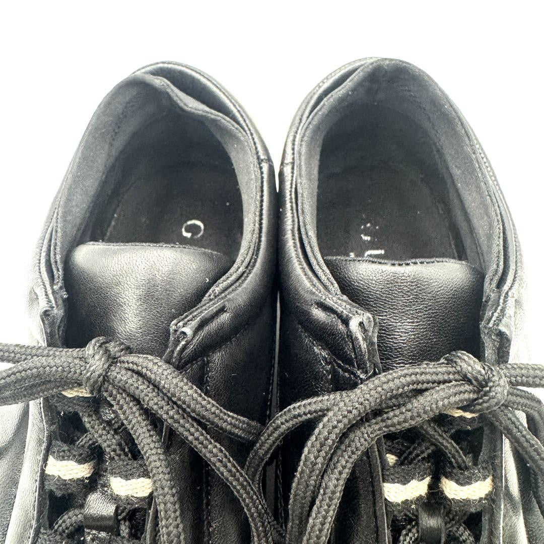 GUCCI Sneakers Shoes Low-Cut EU 37.5 US 7.5 Leather Black Authentic