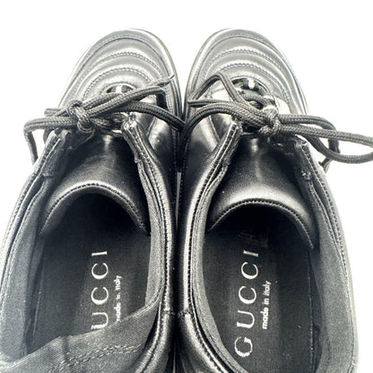 GUCCI Sneakers Shoes Low-Cut EU 37.5 US 7.5 Leather Black Authentic