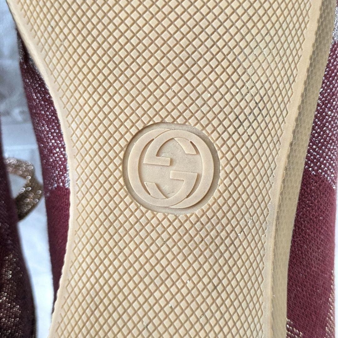 GUCCI Sneakers Shoes Low-Cut GG Marmont EU 36.5 US 6.5 Red Gold Authentic