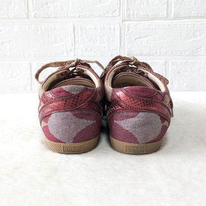 GUCCI Sneakers Shoes Low-Cut GG Marmont EU 36.5 US 6.5 Red Gold Authentic