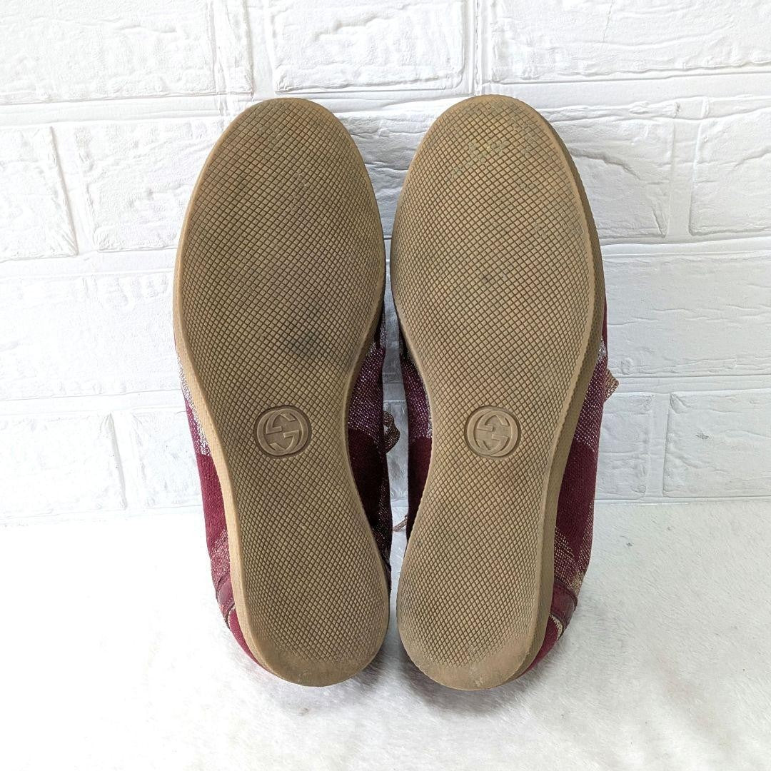 GUCCI Sneakers Shoes Low-Cut GG Marmont EU 36.5 US 6.5 Red Gold Authentic