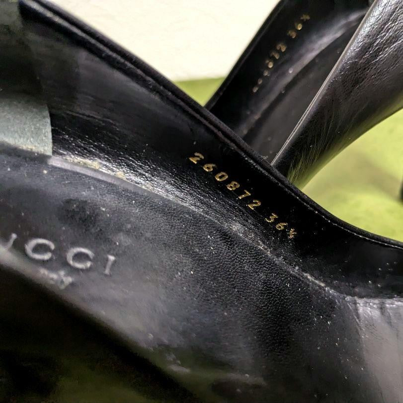 GUCCI Shoes Pumps Heel EU 36.5 US 6.5 Leather Black Authentic