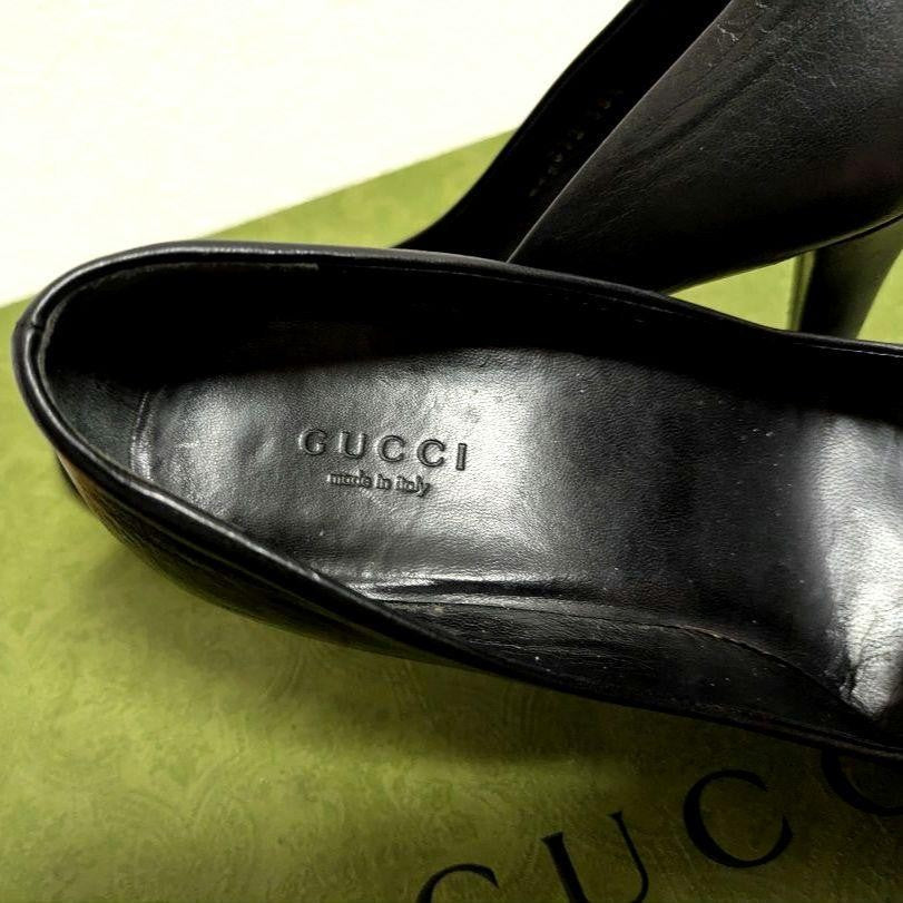 GUCCI Shoes Pumps Heel EU 36.5 US 6.5 Leather Black Authentic