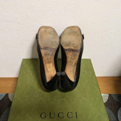 GUCCI Shoes Pumps Heel EU 36.5 US 6.5 Leather Black Authentic