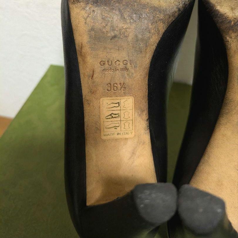 GUCCI Shoes Pumps Heel EU 36.5 US 6.5 Leather Black Authentic