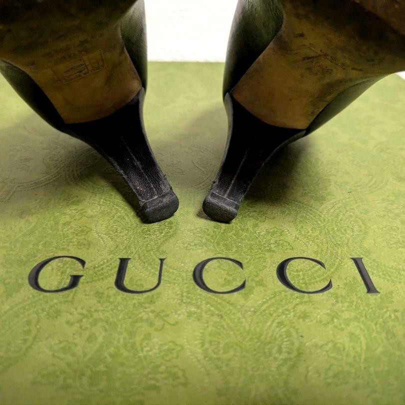 GUCCI Shoes Pumps Heel EU 36.5 US 6.5 Leather Black Authentic