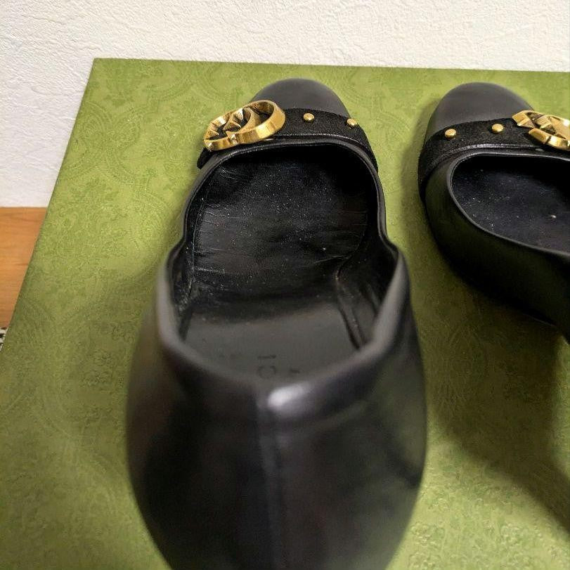 GUCCI Shoes Pumps Heel EU 36.5 US 6.5 Leather Black Authentic