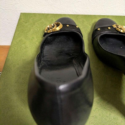 GUCCI Shoes Pumps Heel EU 36.5 US 6.5 Leather Black Authentic