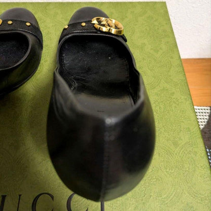 GUCCI Shoes Pumps Heel EU 36.5 US 6.5 Leather Black Authentic