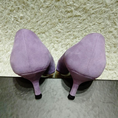 GUCCI Shoes Pumps Heel EU 35 US 5 Suede Purple Authentic
