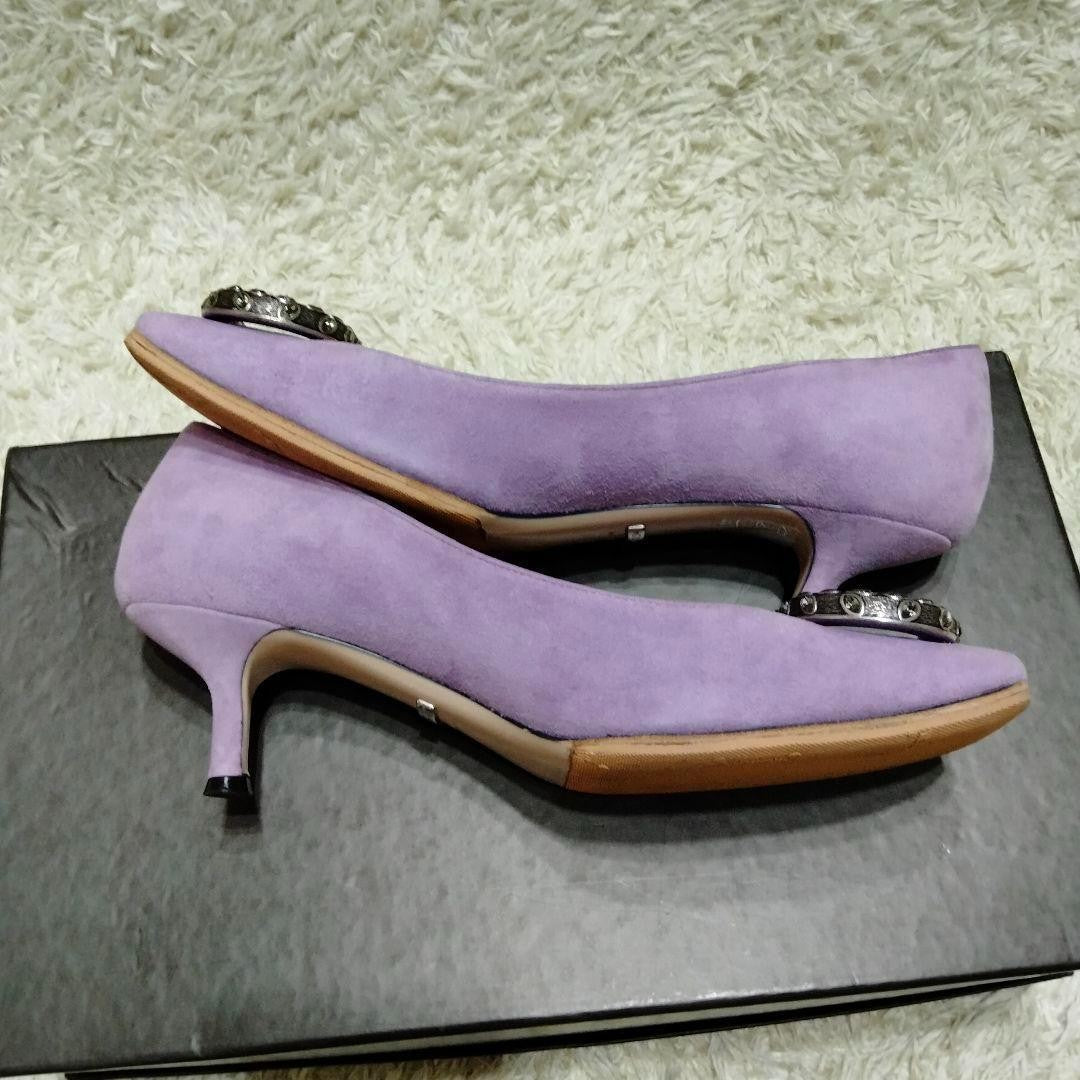 GUCCI Shoes Pumps Heel EU 35 US 5 Suede Purple Authentic