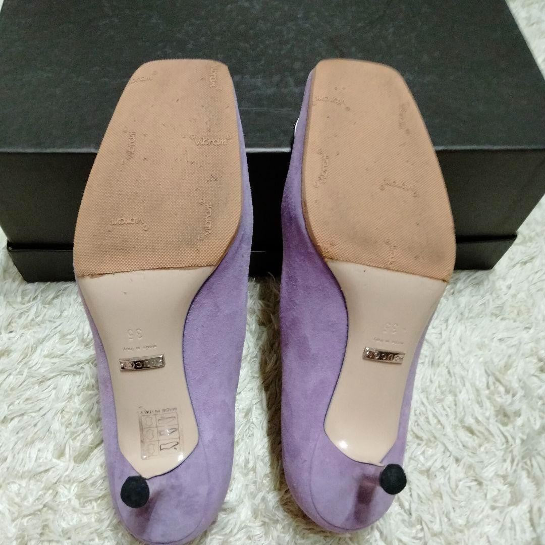 GUCCI Shoes Pumps Heel EU 35 US 5 Suede Purple Authentic