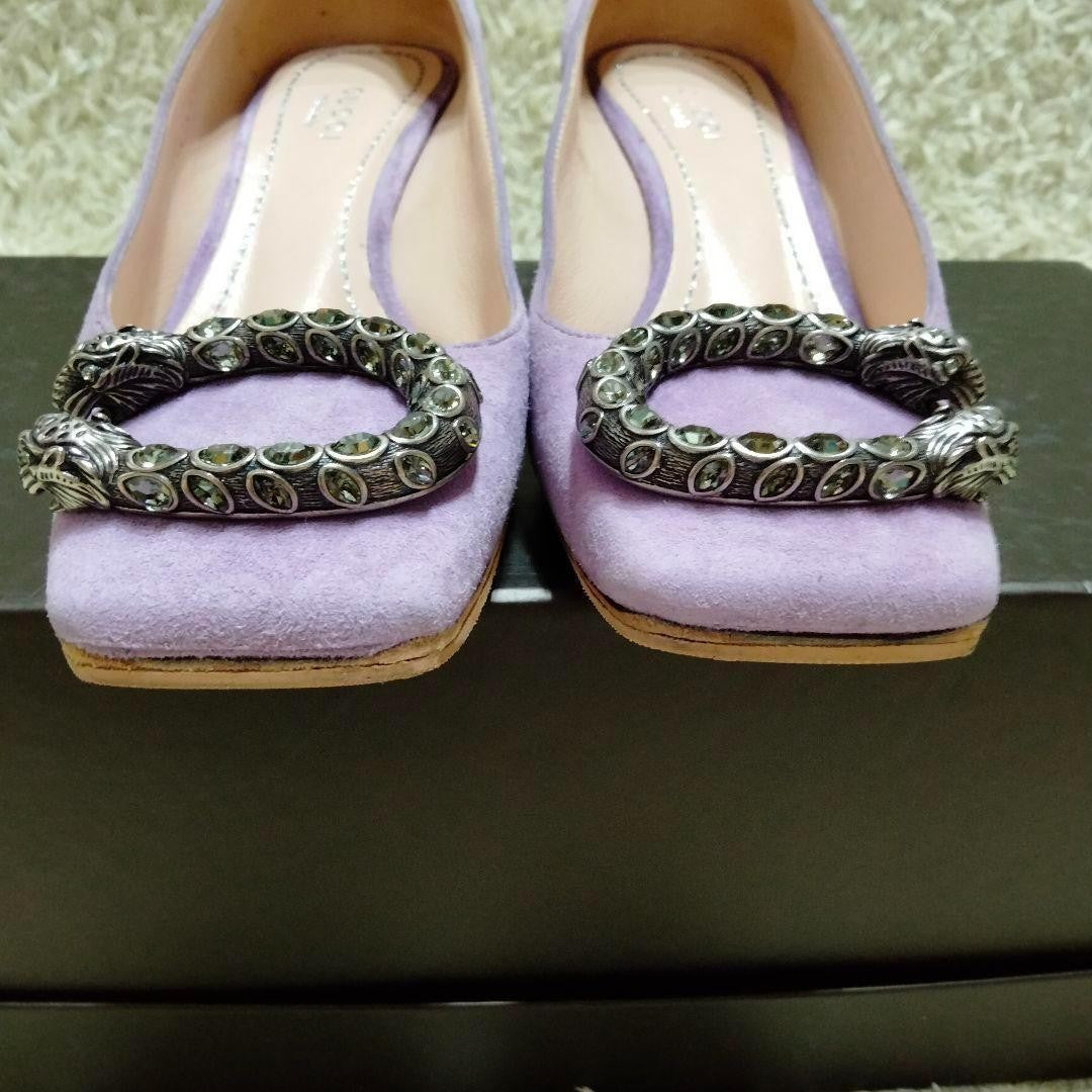 GUCCI Shoes Pumps Heel EU 35 US 5 Suede Purple Authentic