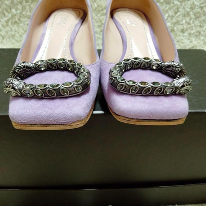 GUCCI Shoes Pumps Heel EU 35 US 5 Suede Purple Authentic