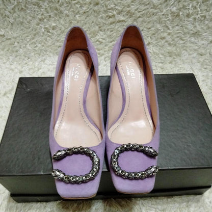 GUCCI Shoes Pumps Heel EU 35 US 5 Suede Purple Authentic