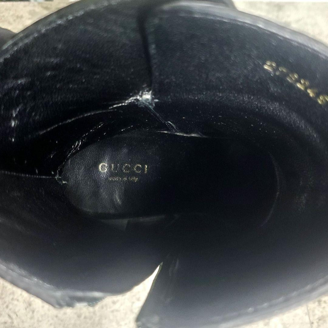 GUCCI Short Boots Shoes EU 37.0 US 7.0 Leather Black Authentic