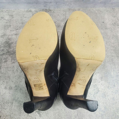 GUCCI Short Boots Shoes EU 37.0 US 7.0 Leather Black Authentic