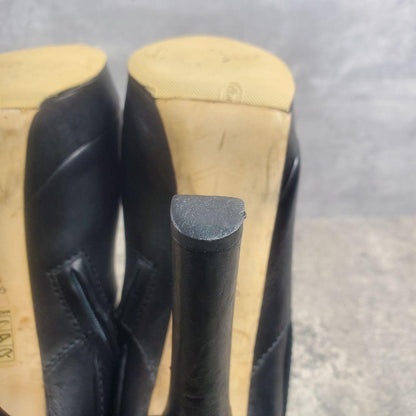 GUCCI Short Boots Shoes EU 37.0 US 7.0 Leather Black Authentic