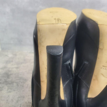 GUCCI Short Boots Shoes EU 37.0 US 7.0 Leather Black Authentic
