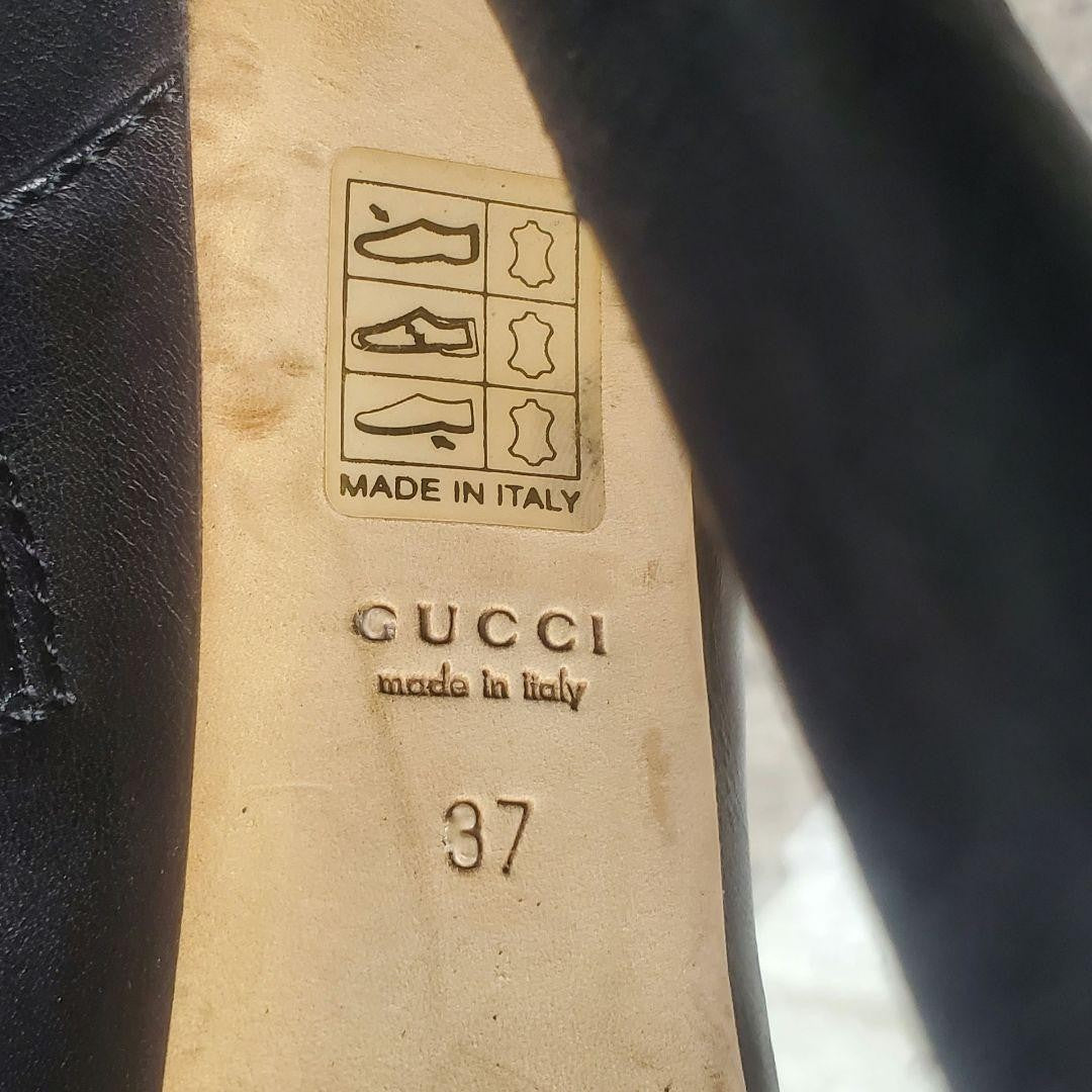 GUCCI Short Boots Shoes EU 37.0 US 7.0 Leather Black Authentic