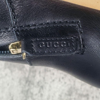 GUCCI Short Boots Shoes EU 37.0 US 7.0 Leather Black Authentic