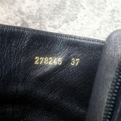 GUCCI Short Boots Shoes EU 37.0 US 7.0 Leather Black Authentic