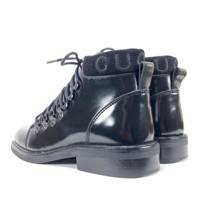 GUCCI Short Boots Shoes EU 37.0 US 7.0 Leather Black Authentic