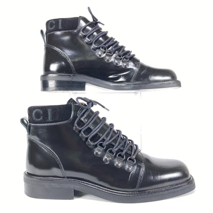GUCCI Short Boots Shoes EU 37.0 US 7.0 Leather Black Authentic