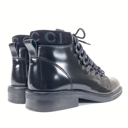 GUCCI Short Boots Shoes EU 37.0 US 7.0 Leather Black Authentic