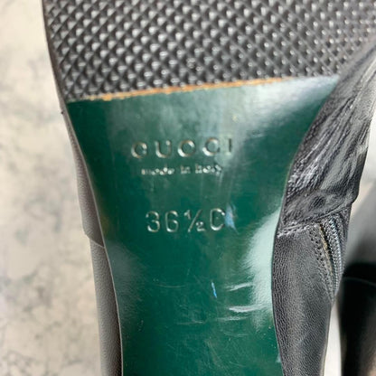GUCCI Short Boots Shoes EU 36.5 US 6.5 Leather Black Authentic
