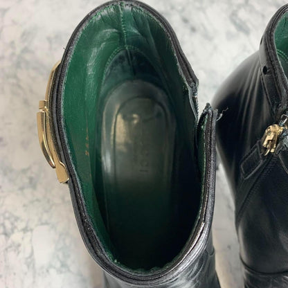 GUCCI Short Boots Shoes EU 36.5 US 6.5 Leather Black Authentic