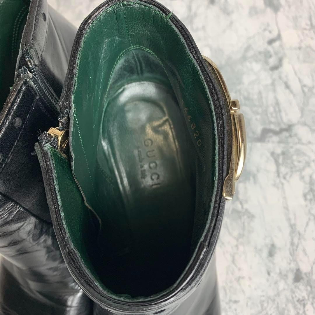 GUCCI Short Boots Shoes EU 36.5 US 6.5 Leather Black Authentic