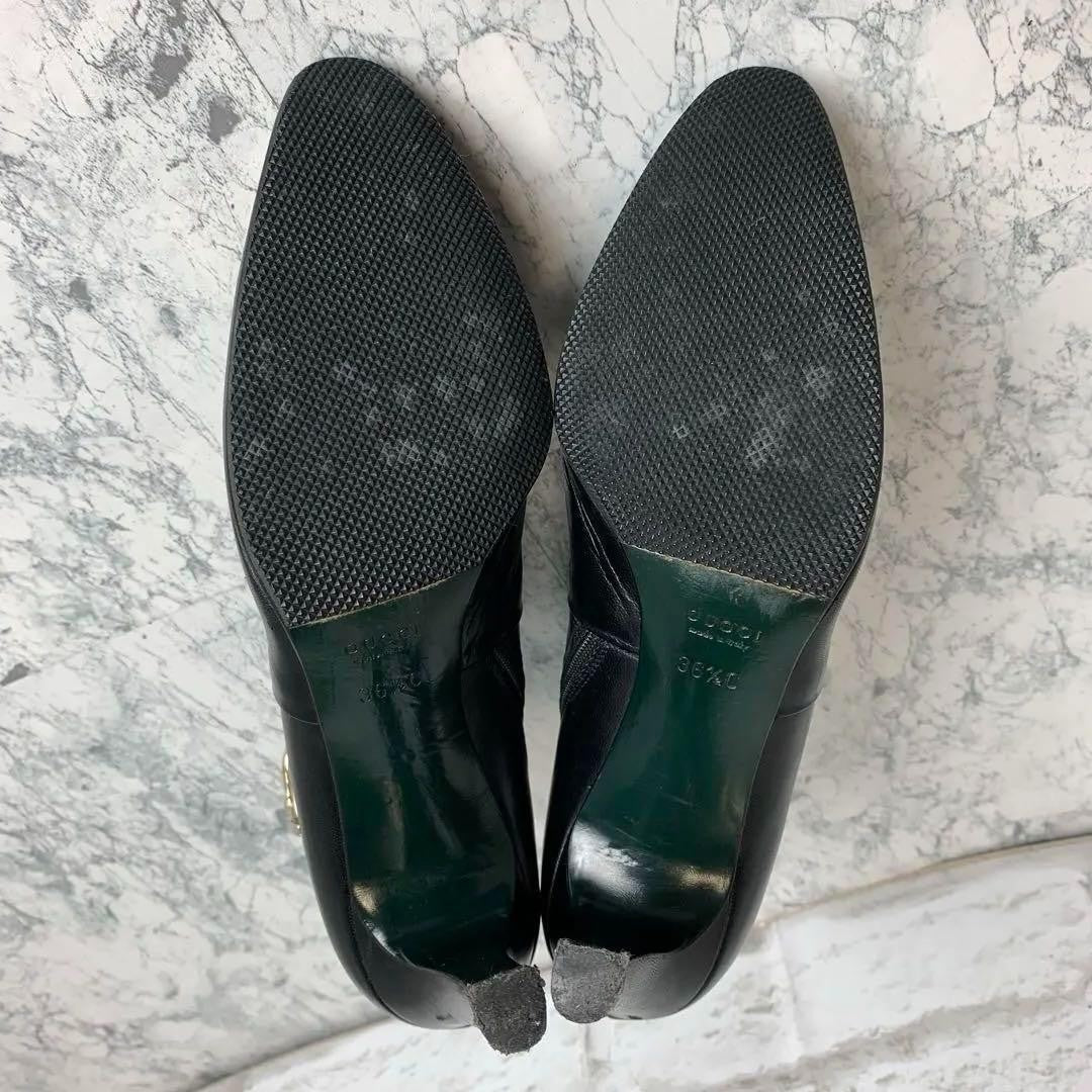 GUCCI Short Boots Shoes EU 36.5 US 6.5 Leather Black Authentic