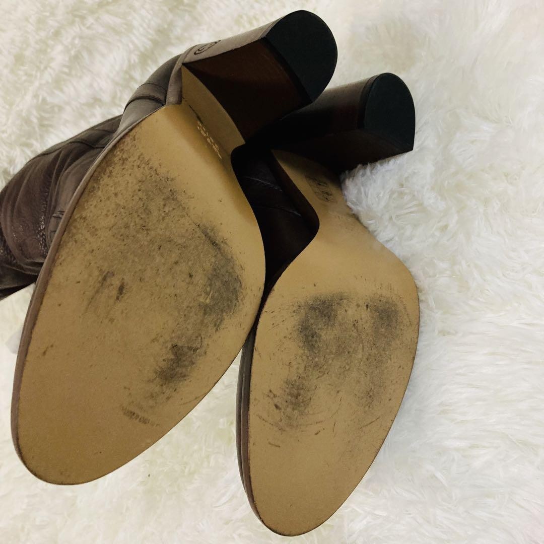 GUCCI Long Boots Shoes EU 36.5 US 6.5 Leather Brown Authentic