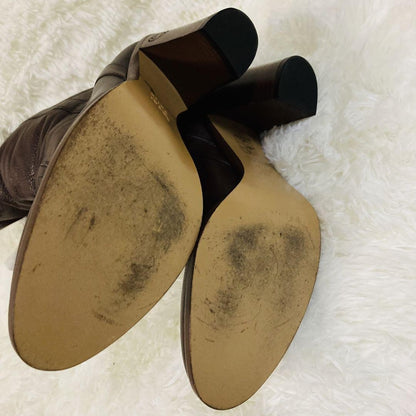 GUCCI Long Boots Shoes EU 36.5 US 6.5 Leather Brown Authentic