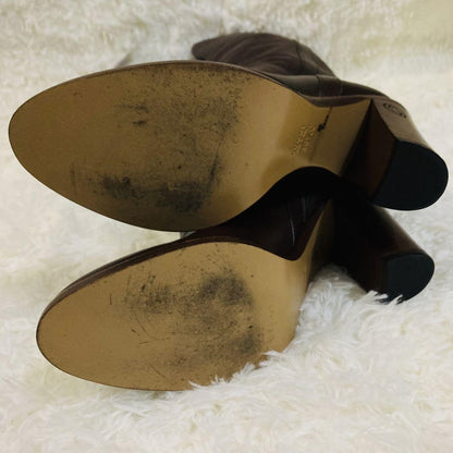 GUCCI Long Boots Shoes EU 36.5 US 6.5 Leather Brown Authentic