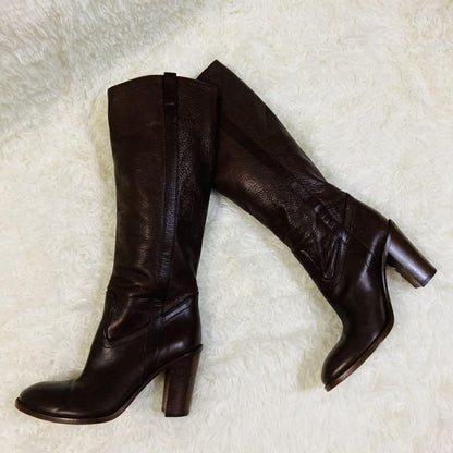 GUCCI Long Boots Shoes EU 36.5 US 6.5 Leather Brown Authentic