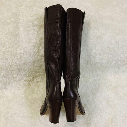 GUCCI Long Boots Shoes EU 36.5 US 6.5 Leather Brown Authentic